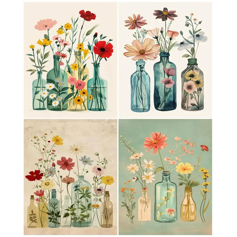 Flower Paint by Numbers Kit – DIY Wall Art for Adults