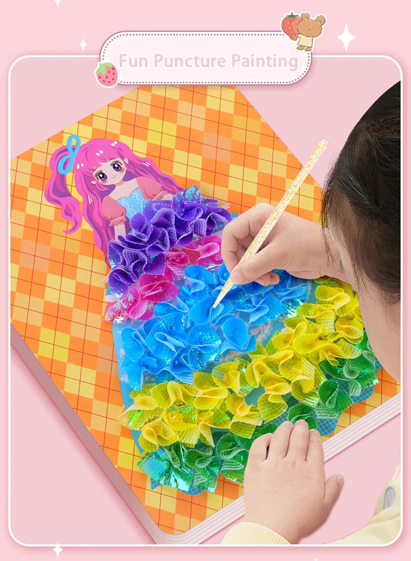 Puzzle Puncture Painting Card Set – DIY Princess & Animal Art Craft
