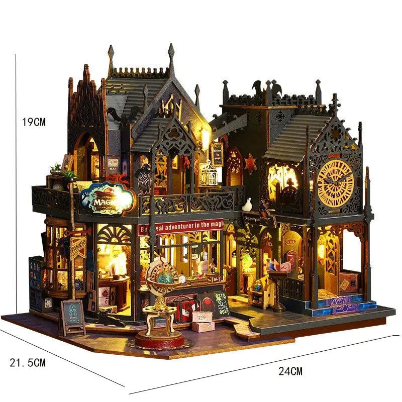 Wooden DIY Miniature Dollhouse – Big Case with Furniture Set