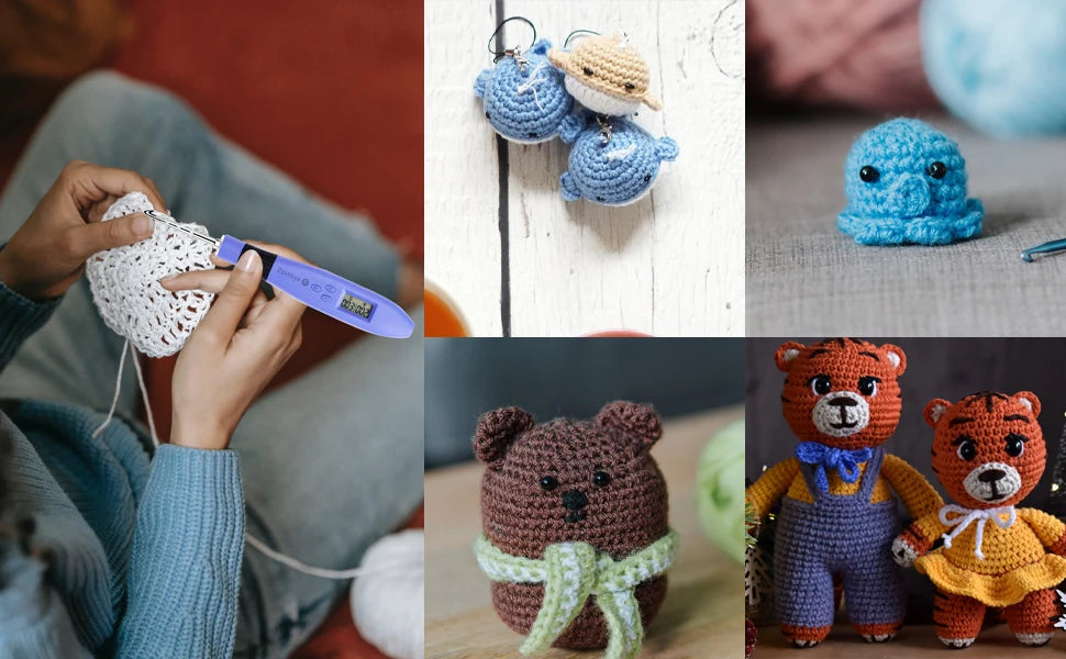 12pcs Lighted Crochet Hook Set – Ergonomic Kit with Counter