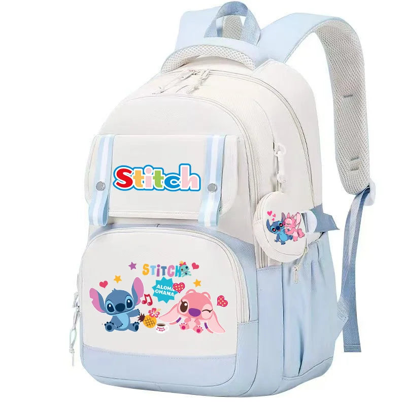 Stitch Pink & Black Backpack – Kids’ Schoolbag with Coin Purse