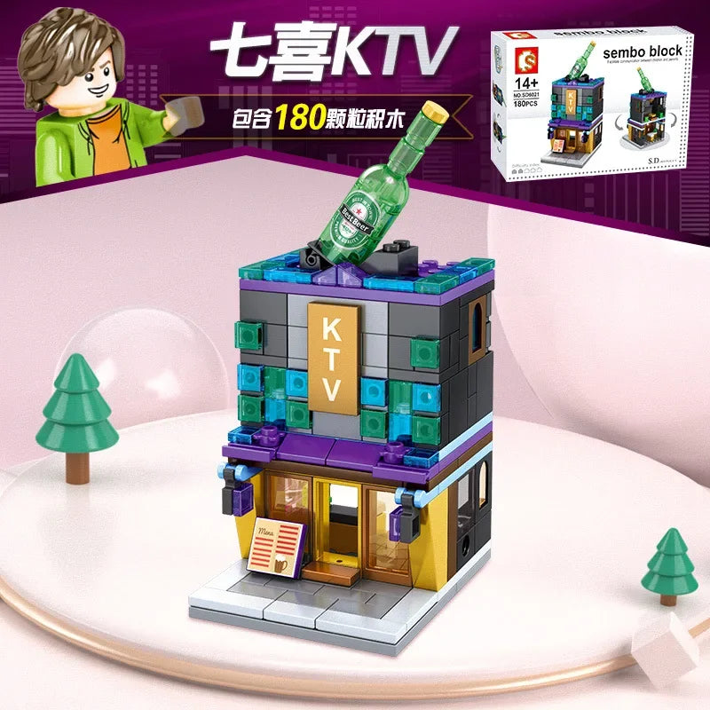 Mini City Street Snack Shop Blocks – Compatible Building Set