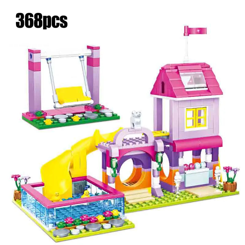 ZKZC 1018pcs Summer Villa Building Set – 3-in-1 House & Garden