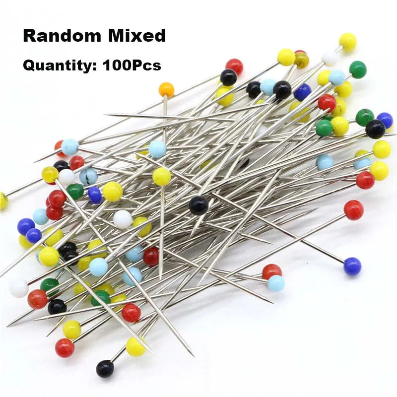 100pcs Glass Head Sewing Pins – 38mm Multicolor Quilting Pins