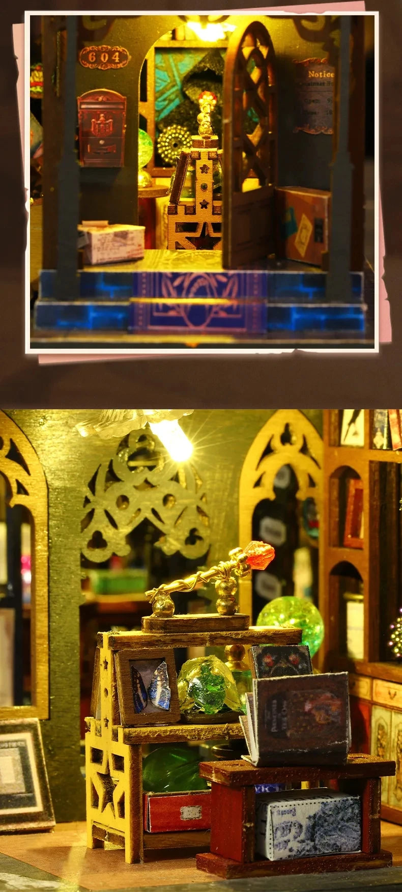 Wooden DIY Miniature Dollhouse – Big Case with Furniture Set