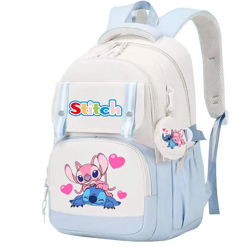 Stitch Pink & Black Backpack – Kids’ Schoolbag with Coin Purse
