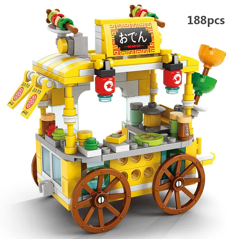 Mini Shop Market Street View – Hamburger & Retail Building Blocks