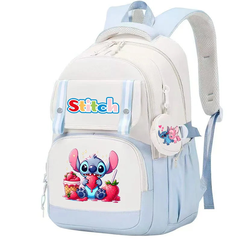 Stitch Pink & Black Backpack – Kids’ Schoolbag with Coin Purse