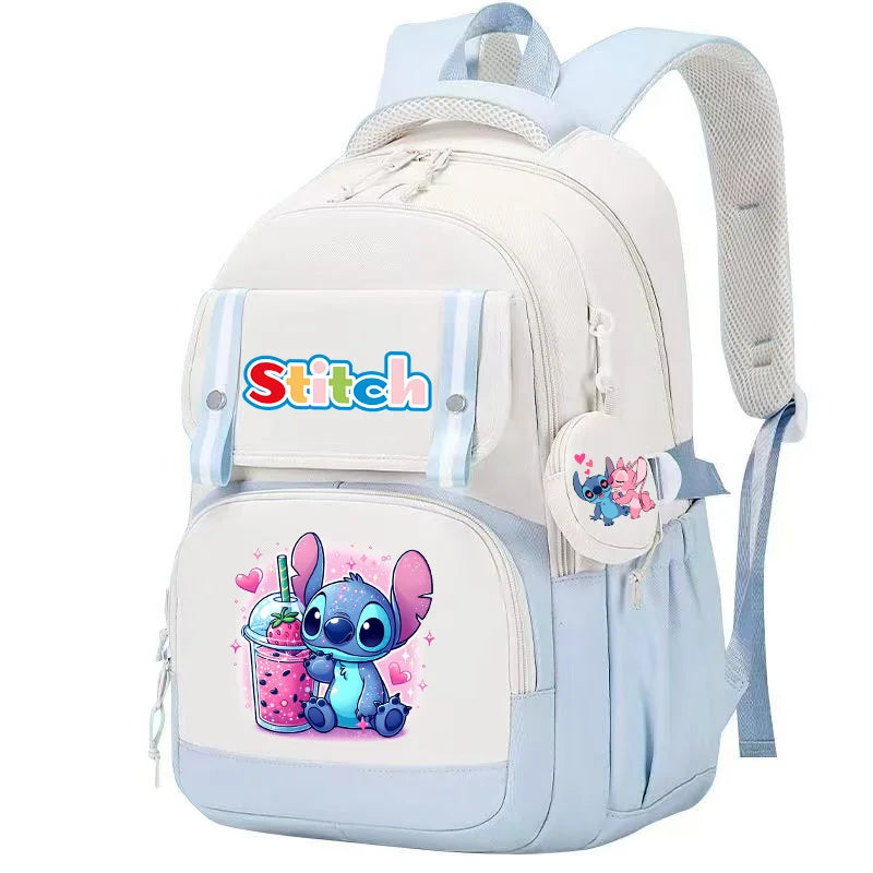 Stitch Pink & Black Backpack – Kids’ Schoolbag with Coin Purse