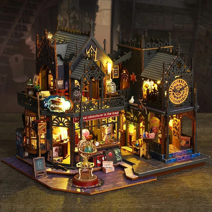 Wooden DIY Miniature Dollhouse – Big Case with Furniture Set