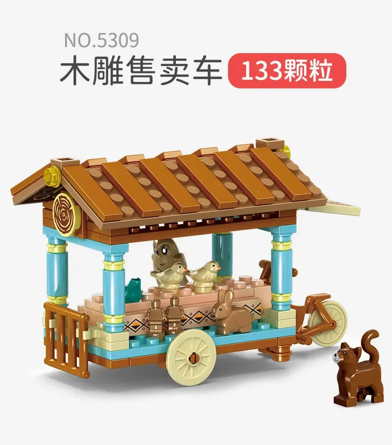 Mini City Street Snack Shop Blocks – Compatible Building Set