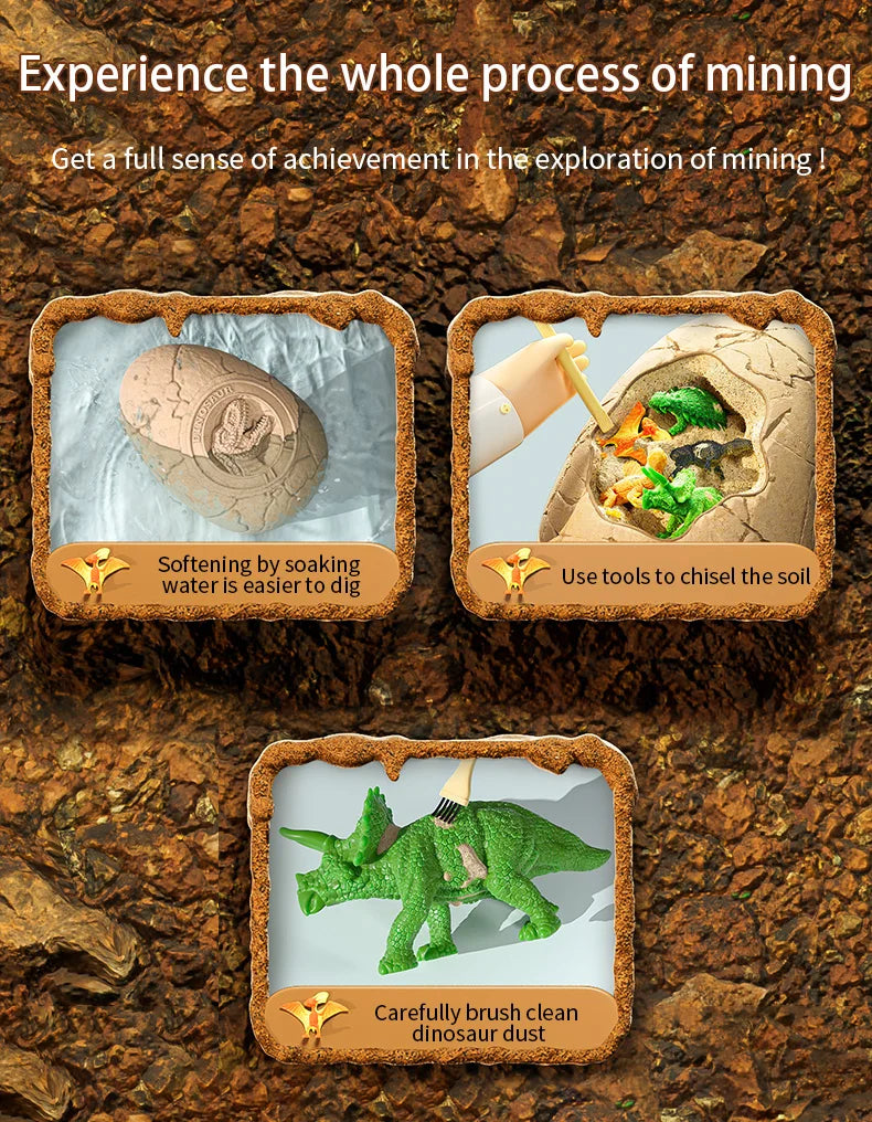 Children archaeology dig dinosaur eggs toy dinosaur fossils Boys and girls diy handmade blind box dig earth dig treasure puzzle