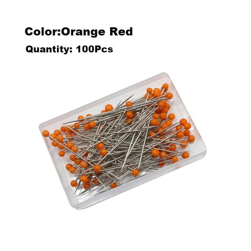 100pcs Glass Head Sewing Pins – 38mm Multicolor Quilting Pins