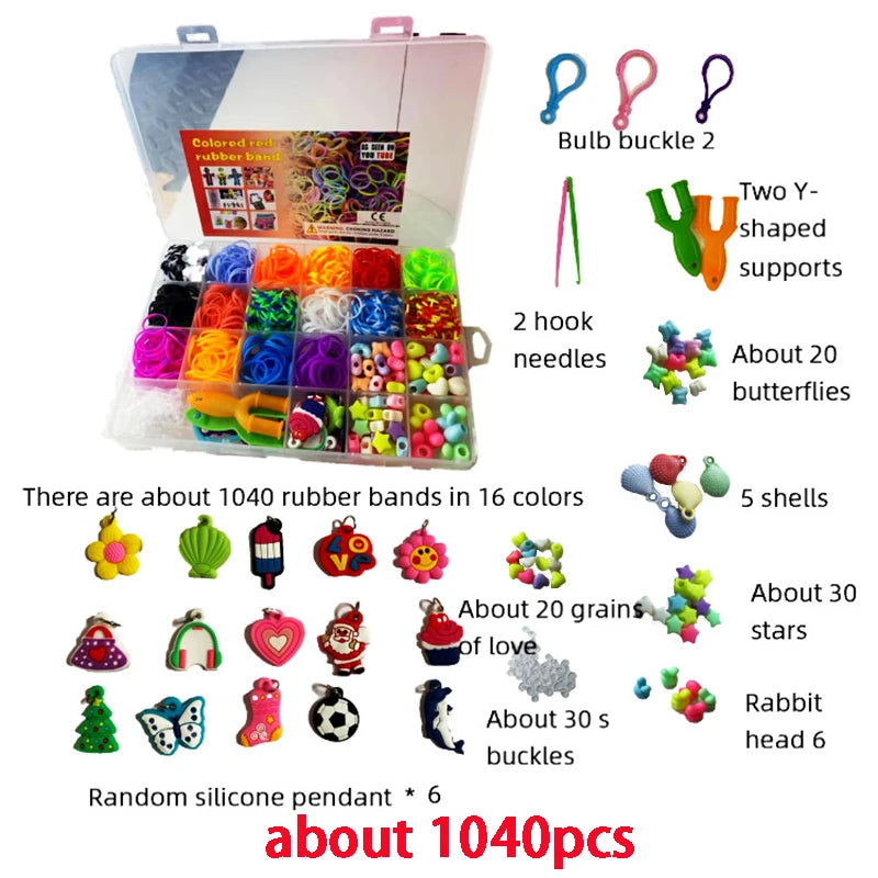 Colorful Loom Bands Bracelet Making Kit – 600-1500pcs DIY Set