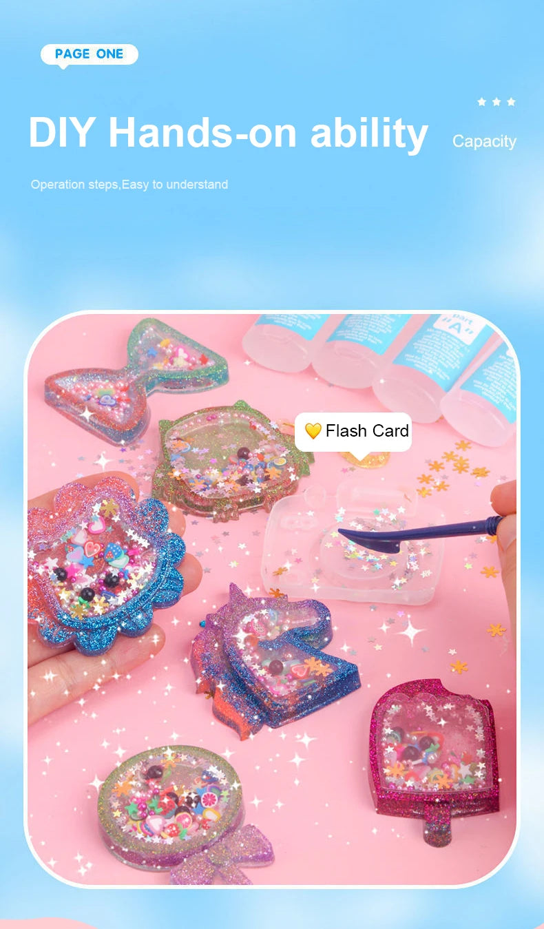 Kids DIY Crystal Glue Keychain Set