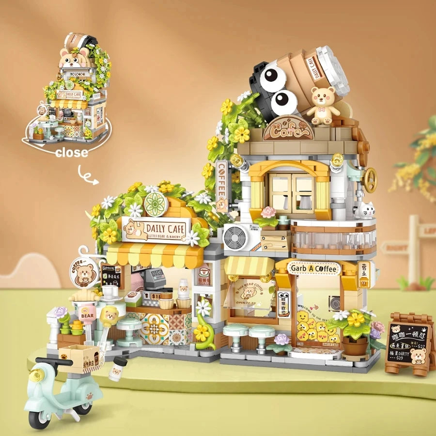 Street View Building Block Set – Mini Shops & Tea House Models