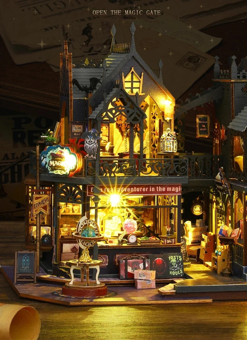 Wooden DIY Miniature Dollhouse – Big Case with Furniture Set