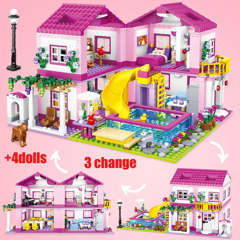 ZKZC 1018pcs Summer Villa Building Set – 3-in-1 House & Garden