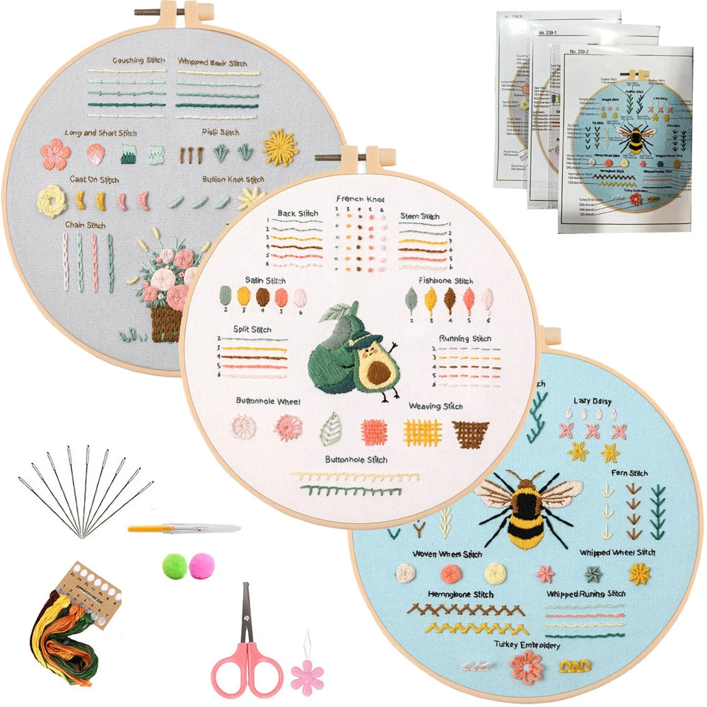 3/4pcs Embroidery Starter Kit for Diy Crafter