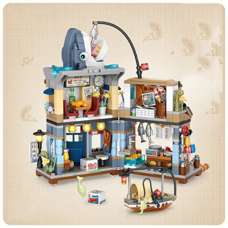 Street View Building Block Set – Mini Shops & Tea House Models