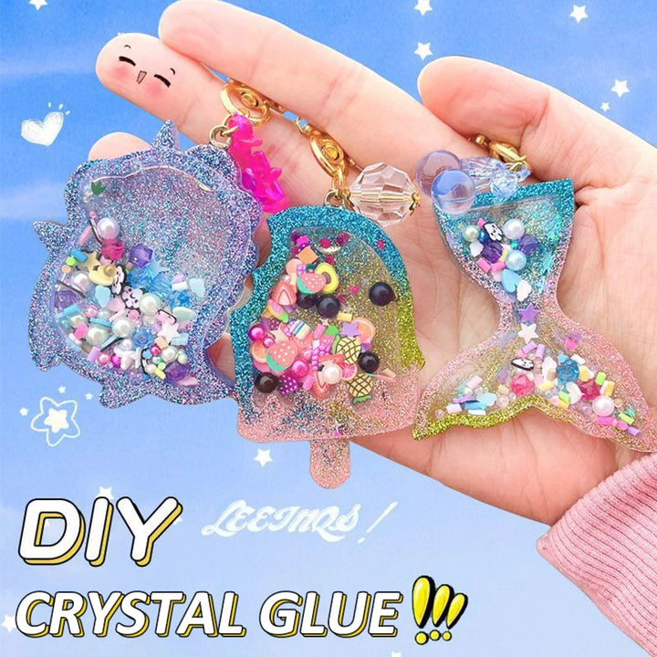 Kids DIY Crystal Glue Keychain Set