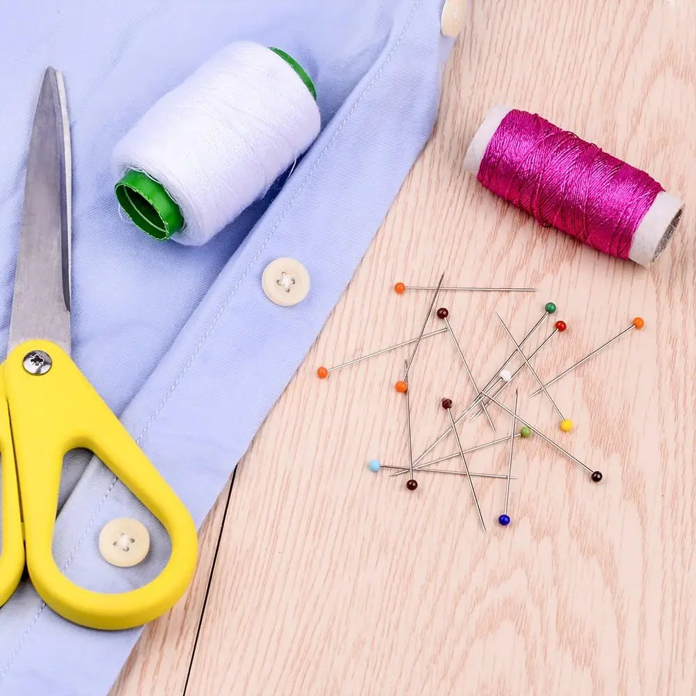 100pcs Glass Head Sewing Pins – 38mm Multicolor Quilting Pins