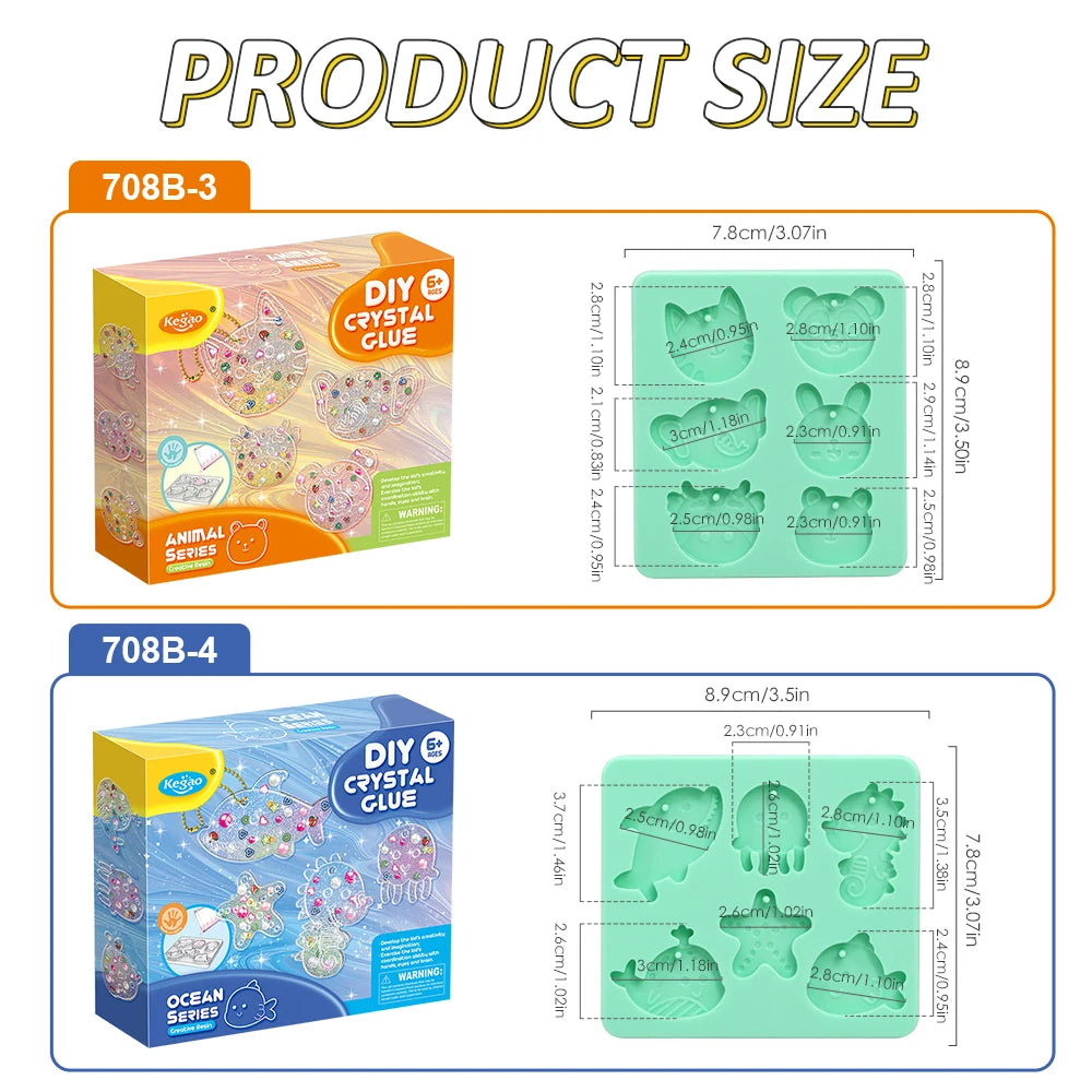 Kids DIY Crystal Glue Keychain Set