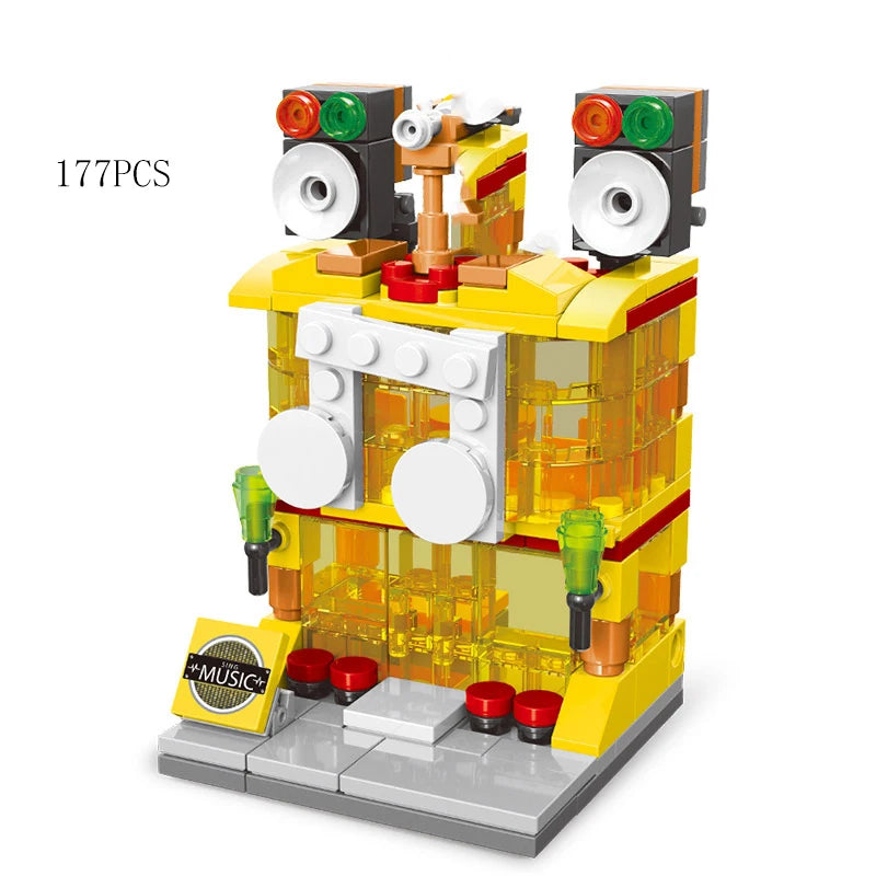 Mini Shop Market Street View – Hamburger & Retail Building Blocks