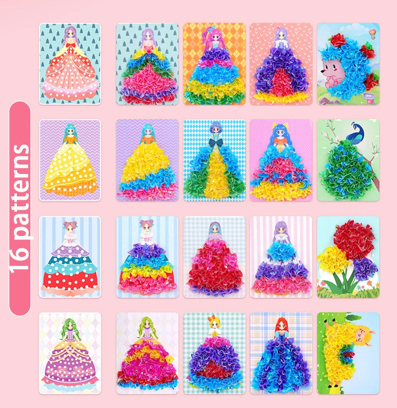 Puzzle Puncture Painting Card Set – DIY Princess & Animal Art Craft