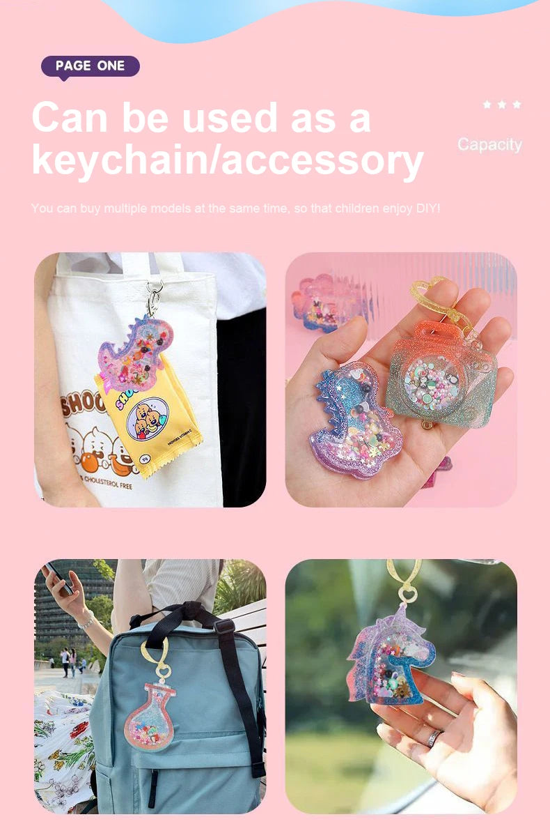 Kids DIY Crystal Glue Keychain Set