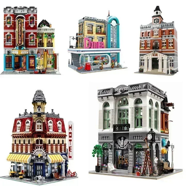 Modular Building Block Set – Book Shop, Pet Store & Town Series MOC