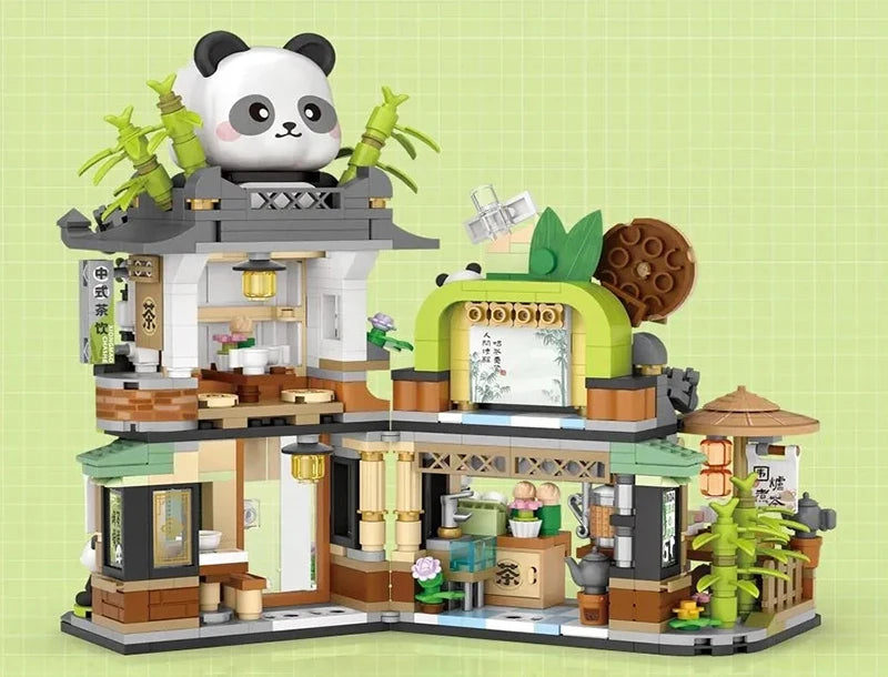 Street View Building Block Set – Mini Shops & Tea House Models
