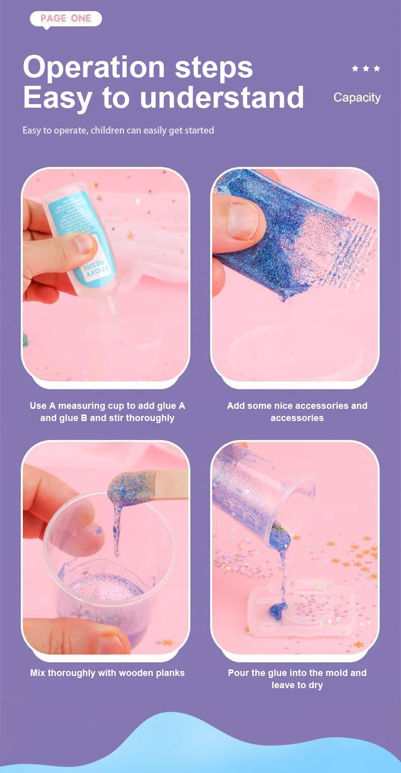 Kids DIY Crystal Glue Keychain Set