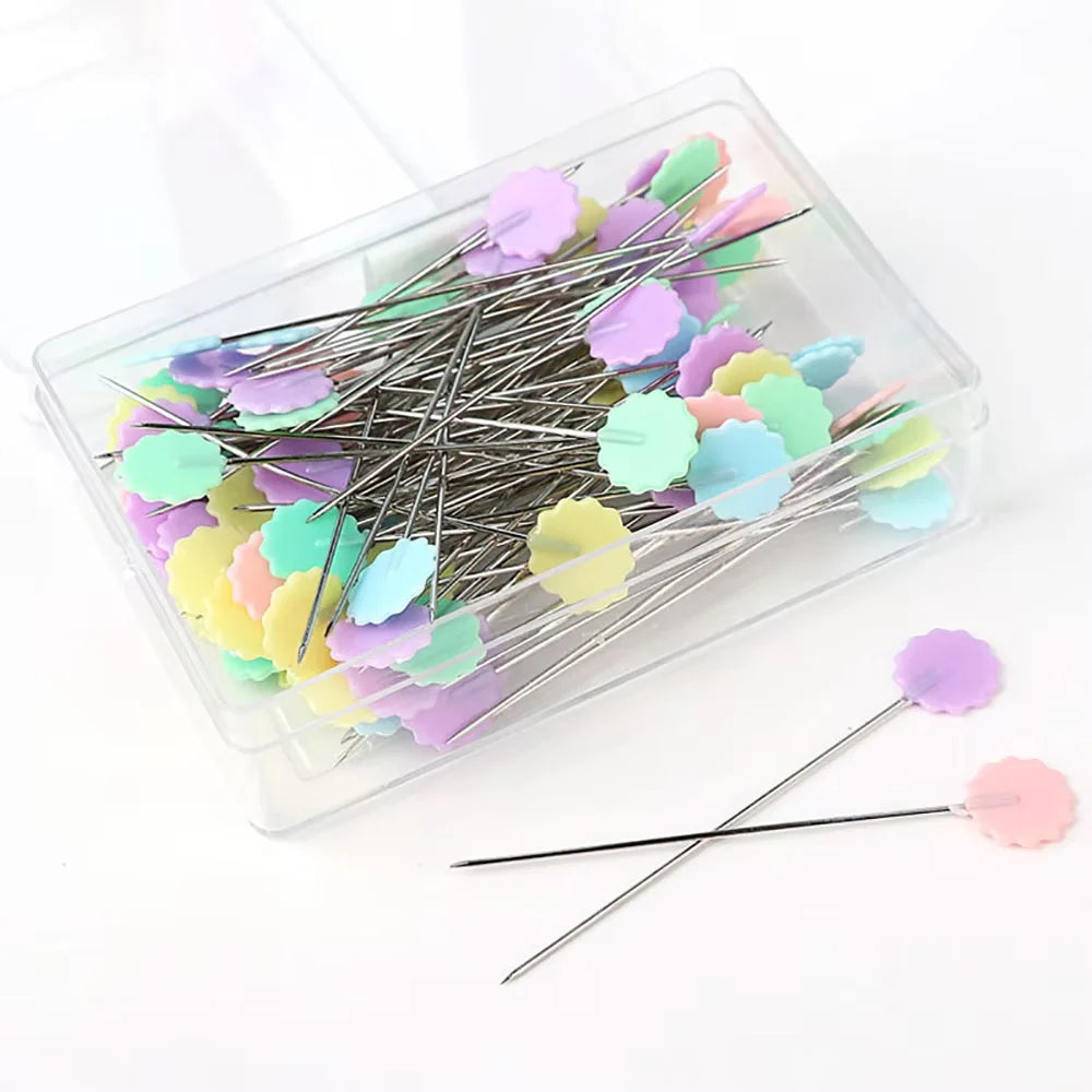100pcs Dressmaking Pins – Stainless Steel Sewing & Embroidery Tools