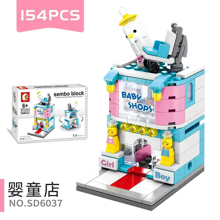 Mini City Street Snack Shop Blocks – Compatible Building Set