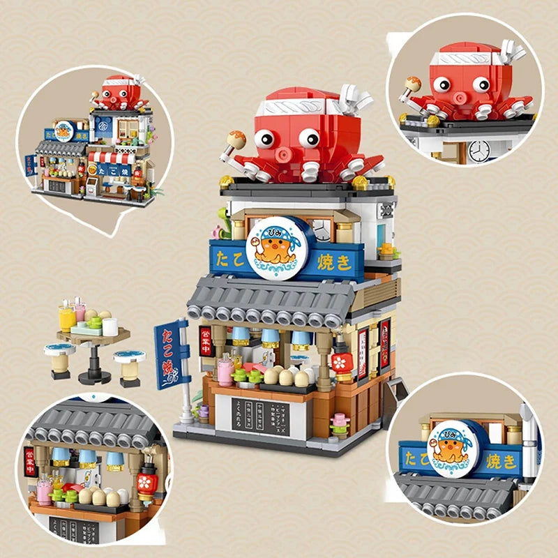 Street View Building Block Set – Mini Shops & Tea House Models