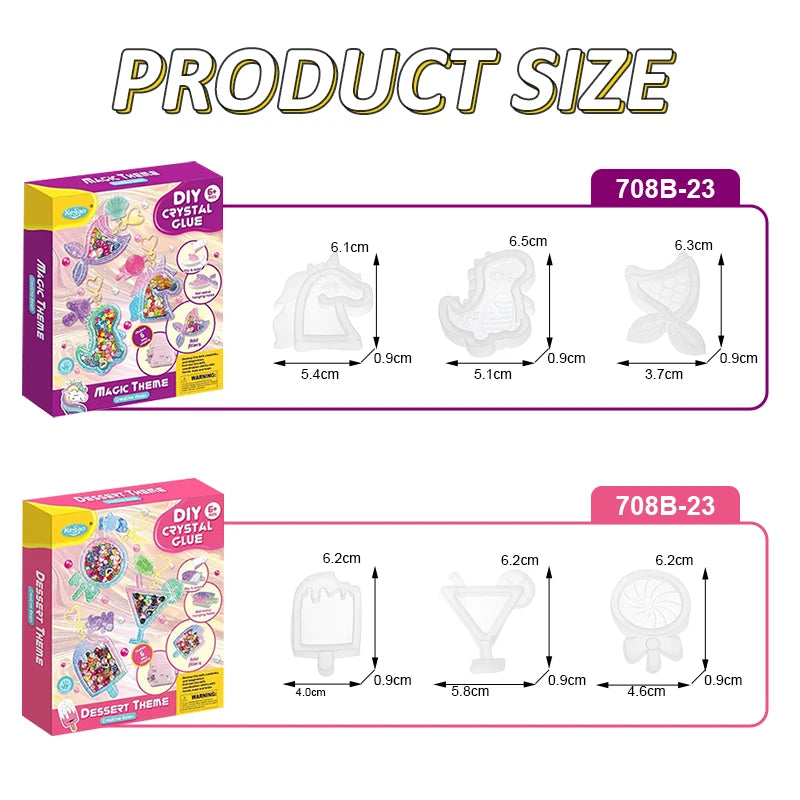 Kids DIY Crystal Glue Keychain Set