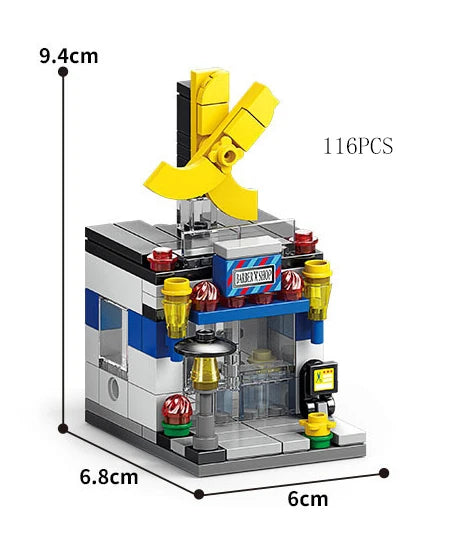 Mini Shop Market Street View – Hamburger & Retail Building Blocks