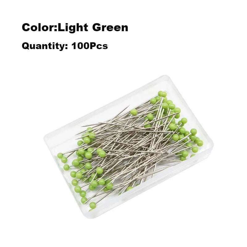 100pcs Glass Head Sewing Pins – 38mm Multicolor Quilting Pins