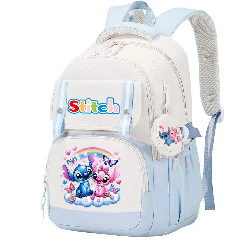 Stitch Pink & Black Backpack – Kids’ Schoolbag with Coin Purse