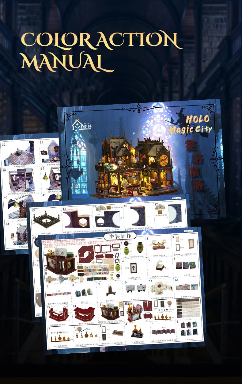 Wooden DIY Miniature Dollhouse – Big Case with Furniture Set