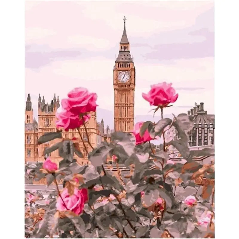 City Landscape Paint by Numbers – Framed DIY Canvas Art Kit for Adults