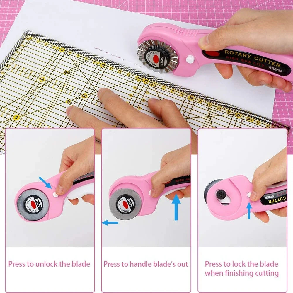 45mm Rotary Cutter Set – 5 Blades + Clips & Marker
