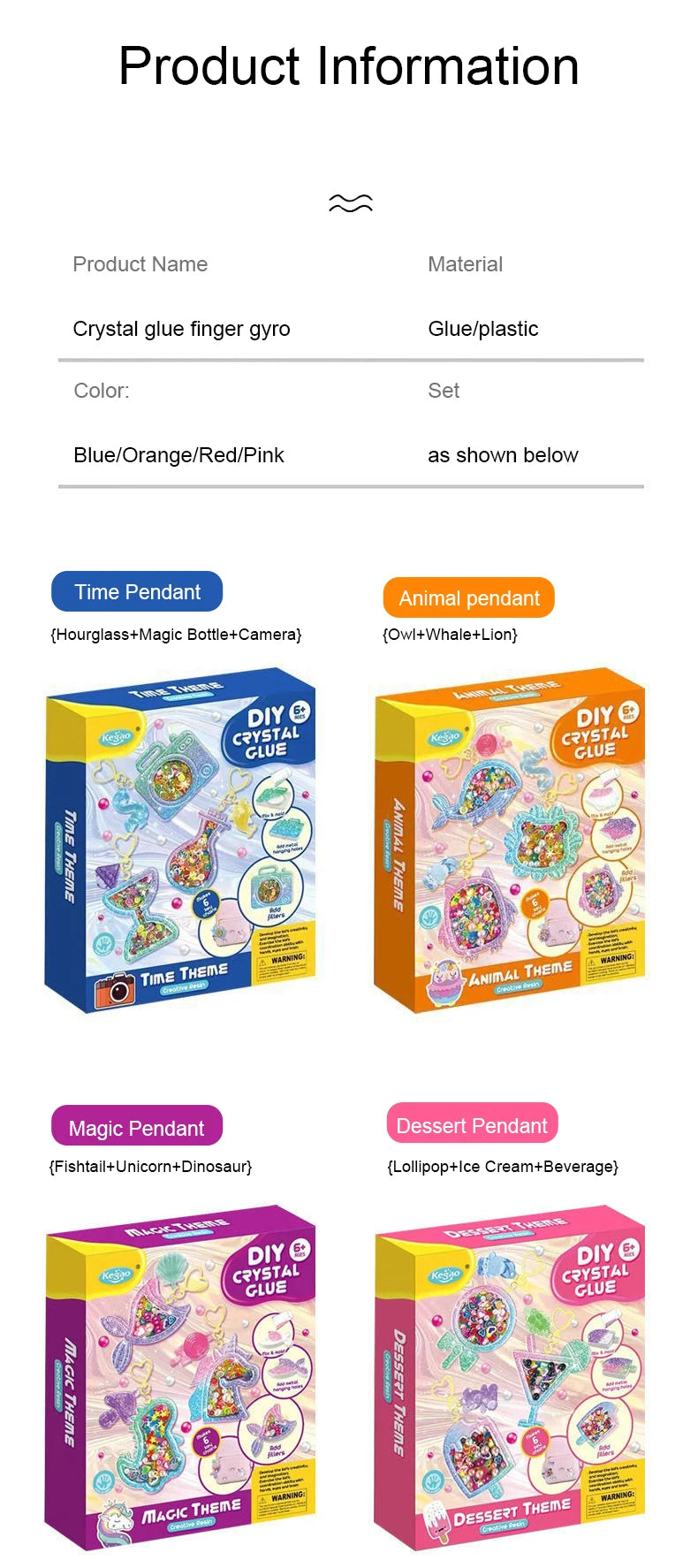 Kids DIY Crystal Glue Keychain Set