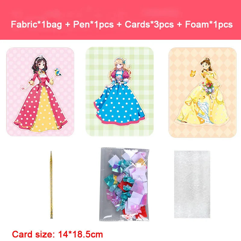 Puzzle Puncture Painting Card Set – DIY Princess & Animal Art Craft