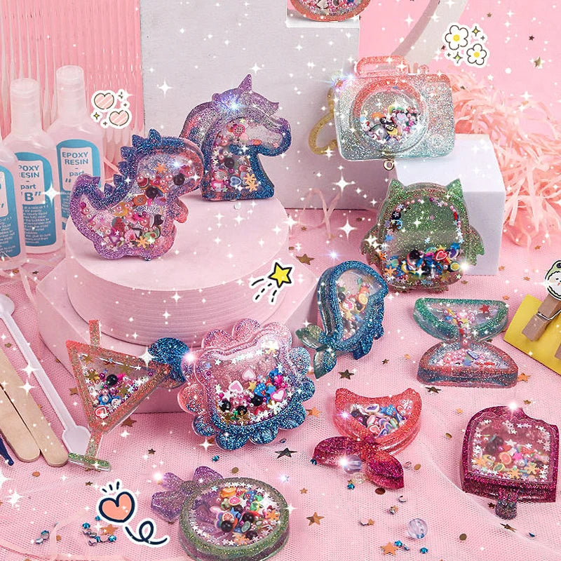 Kids DIY Crystal Glue Keychain Set