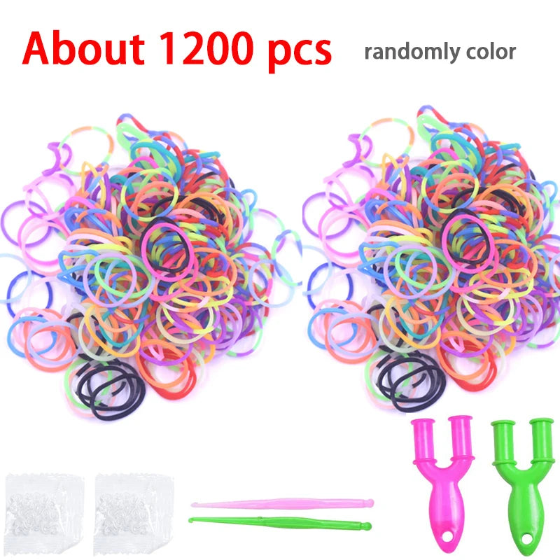 Colorful Loom Bands Bracelet Making Kit – 600-1500pcs DIY Set