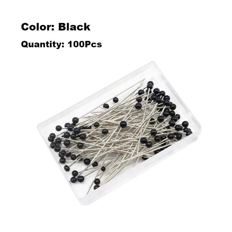 100pcs Glass Head Sewing Pins – 38mm Multicolor Quilting Pins