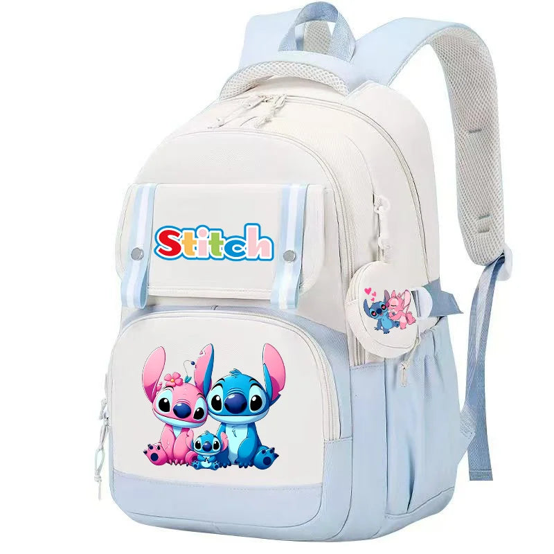 Stitch Pink & Black Backpack – Kids’ Schoolbag with Coin Purse