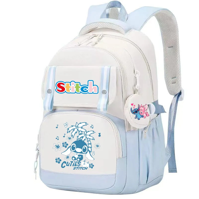 Stitch Pink & Black Backpack – Kids’ Schoolbag with Coin Purse